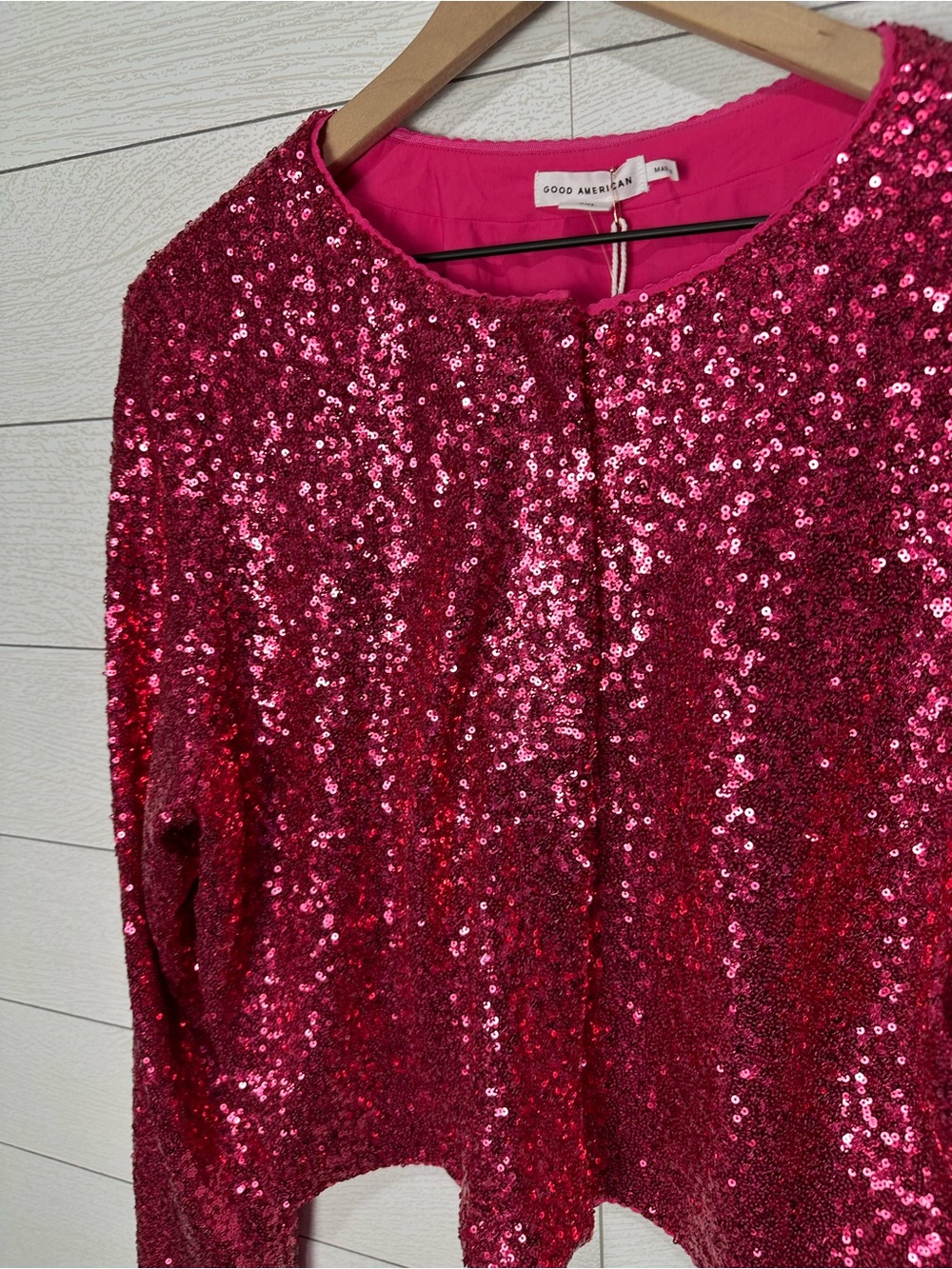 NWT Good American Pink Sequin Cardigan 3X - Picture 5 of 12